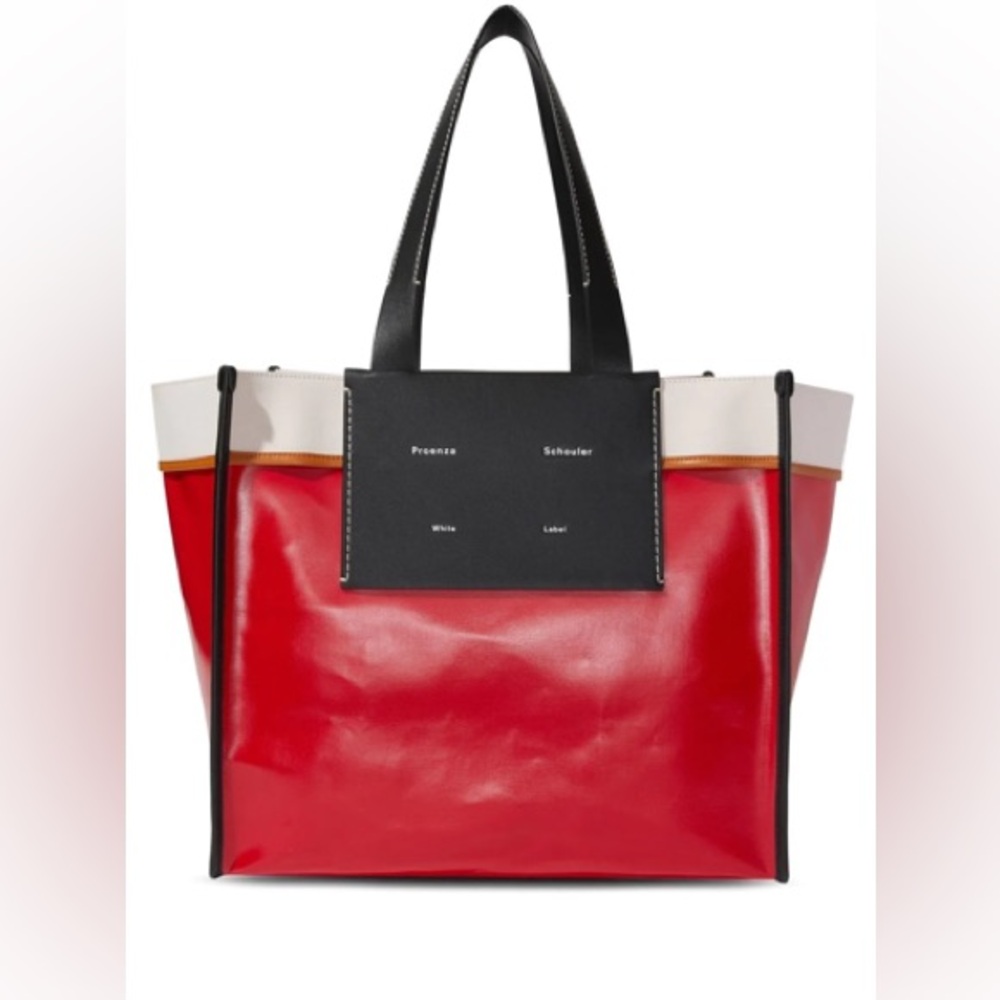 Proenza Schouler White Label Morris Large Coated Canvas Tote In Red - Picture 11 of 11